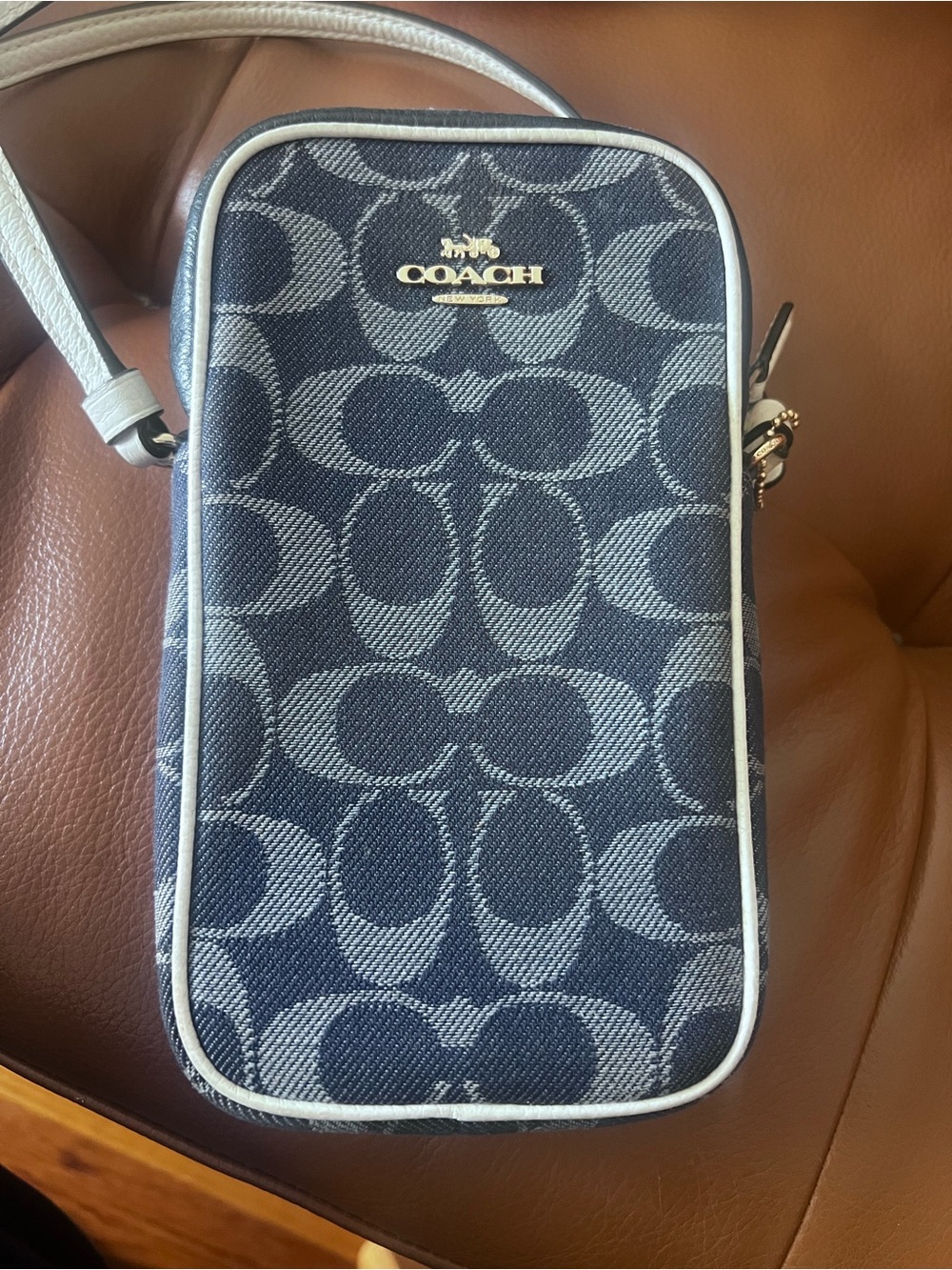 Coach Navy Signature Crossbody signature jacquard